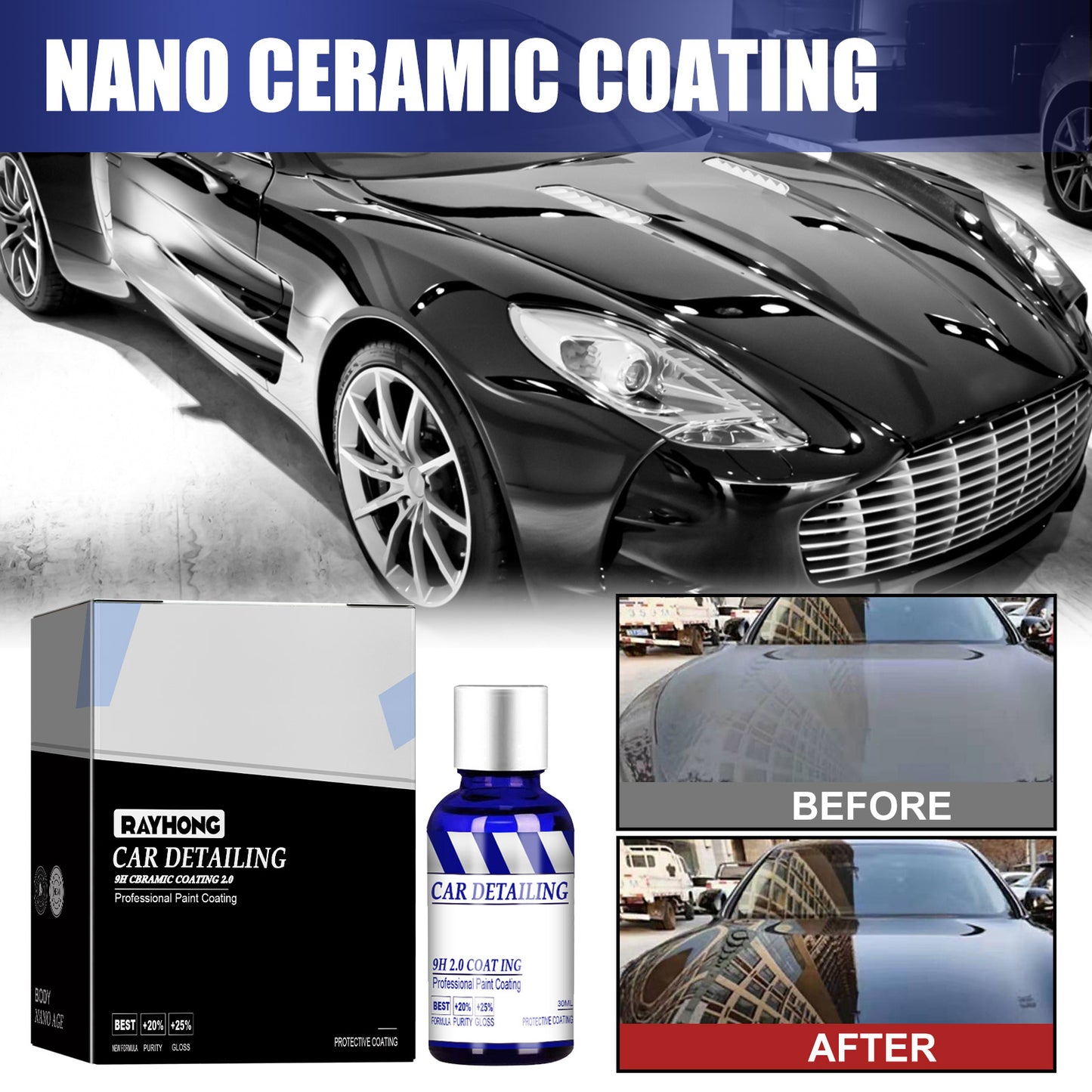 Car Detailing Professional Paint Coating, Super Hydrophobic Crystal Plating Solution For Waterproof Nano Ceramic Refurbished Car Paint