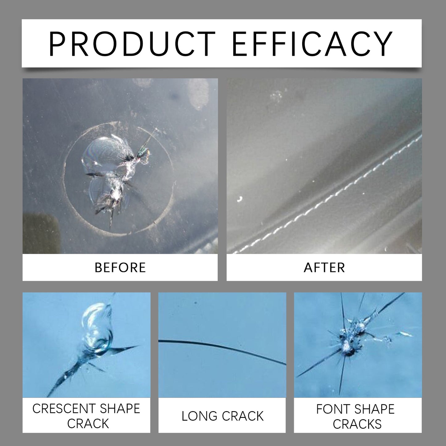 HOMONTH Windshield Crack Repair Kit, Clear Vision Automotive Front Windshield Nano Repair Solution Set