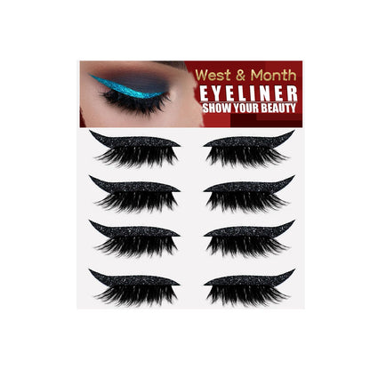European And American 4 Pairs Of Eyelash Eyeliner Stickers, Glue-Free Self-Adhesive Gel Strips, Curling False Eyelashes