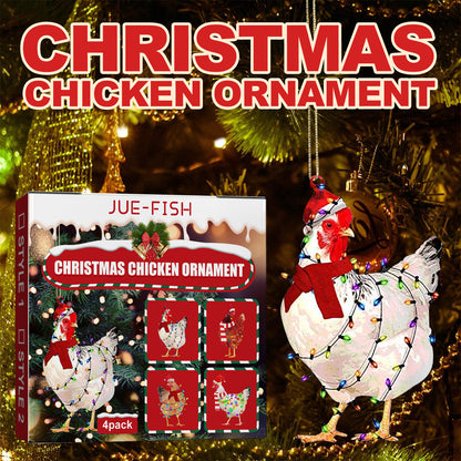 Jue-Fish Christmas Scarf Chicken Pendant Set, Decorated Chicken Pendant For Home Holiday Party Christmas Tree Atmosphere