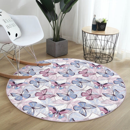 Butterflies Pattern Bedroom Decorative Washable Round Rug | Homeezone