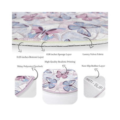 Butterflies Pattern Bedroom Decorative Washable Round Rug | Homeezone