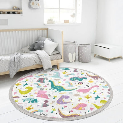 Dinosaur Kids Room Round Rug, Dinosaur Nursery Room Circle Carpet,