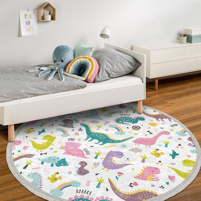 Dinosaur Kids Room Round Rug, Dinosaur Nursery Room Circle Carpet,