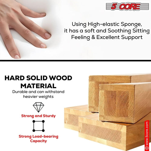 5 Core Piano Bench 3" Padded Cushioned Stool Wooden Heavy Duty