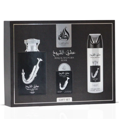 Lattafa Ishq Al Shuyukh 3 Piece Gift Set
