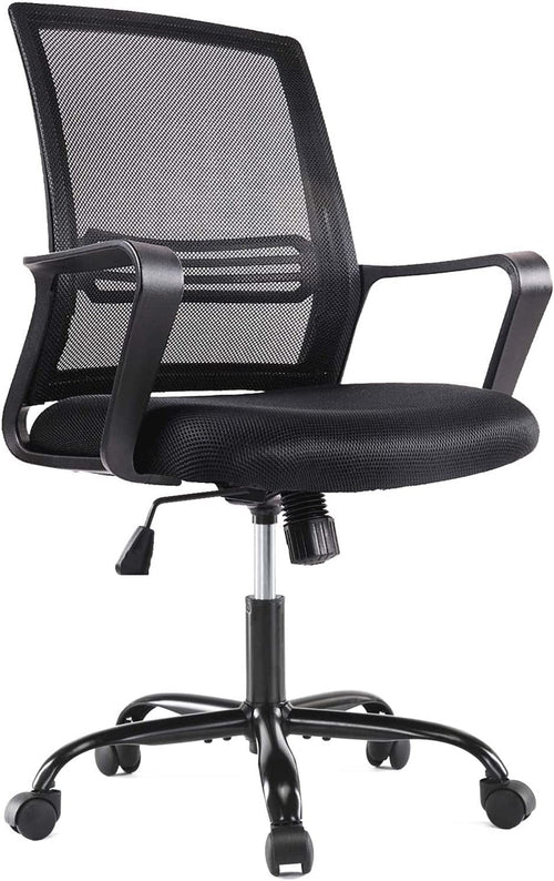 Black Ergonomic Mesh Office Chair With Armrests And Wheels