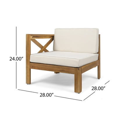 ALCOVE L-Shape Sofa Set Beige Acacia Wood with Water-Resistant