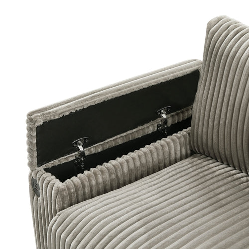 Modern 4-Seater Corduroy Sofa Couch with USB Ports, Hidden Storage and