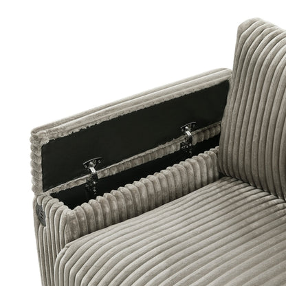Modern 4-Seater Corduroy Sofa Couch with USB Ports, Hidden Storage and