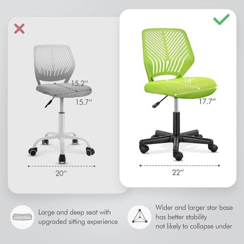 Kids Desk Chair Green Swivel Task Chair With Lumbar Support