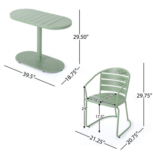 Santa Monica 3-Piece Outdoor Bistro Set – Modern Iron Patio Dining Set