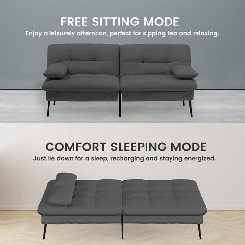 68 Inch Convertible Futon Sofa Bed With Adjustable Backrest