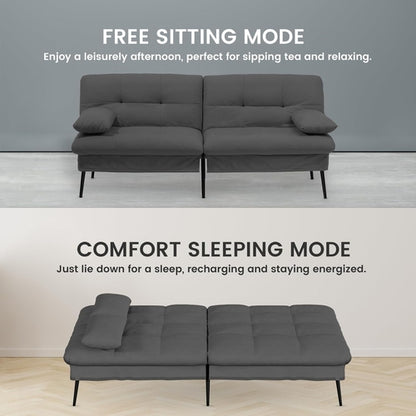 68 Inch Convertible Futon Sofa Bed With Adjustable Backrest