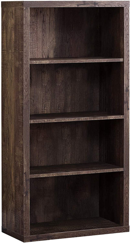 Adjustable 3 Shelf Bookcase 48H Brown Laminate Finish