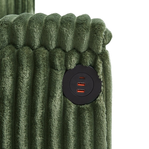 Modern 4-Seater Corduroy Sofa Couch with USB Ports, Hidden Storage and
