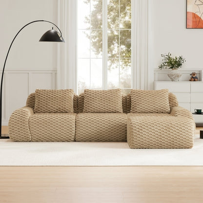 114 Modern L-Shaped Modular Sectional Sofa For Living Room,Flannelette