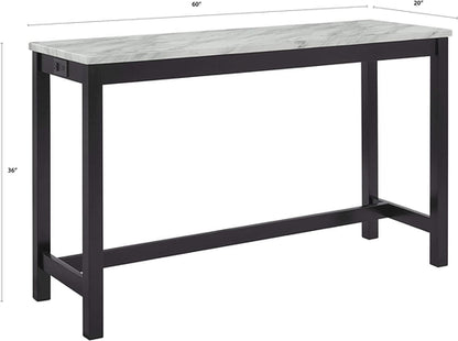 Blue Velvet Bar Table Set With 3 Stools Faux Marble Top