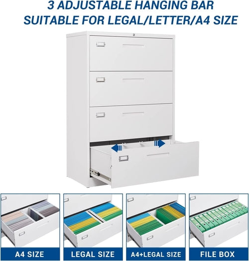 Lockable 4 Drawer Metal File Cabinet For Home Office