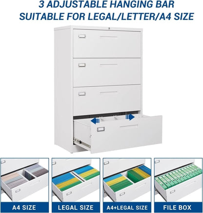 Lockable 4 Drawer Metal File Cabinet For Home Office