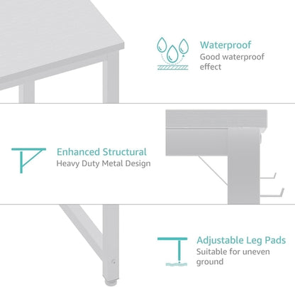 55" White Computer Desk with Fabric Drawer