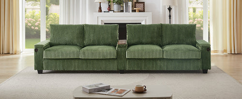 Modern 4-Seater Corduroy Sofa Couch with USB Ports, Hidden Storage and