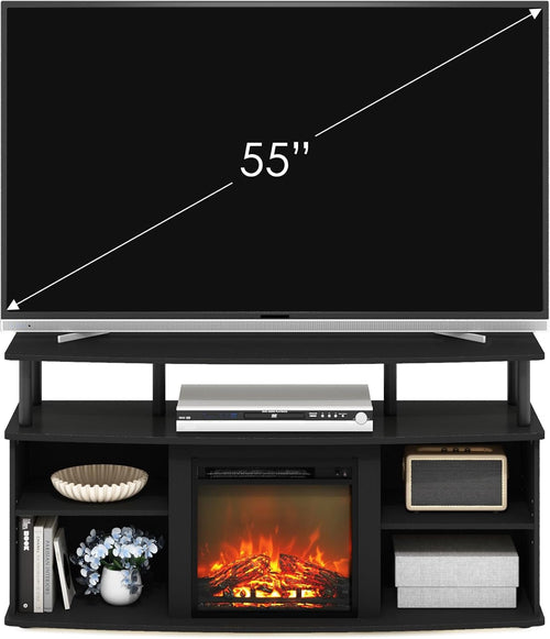 Jensen Open Shelving TV Entertainment Center With Electric Fireplace