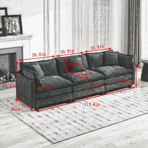 Cloud Sofa 3 Seats Ottoman Is Not Included, Modern Sectional Couch,