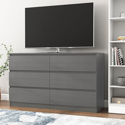 Grey 6 Drawer Dresser for Bedroom Modern Wood Storage