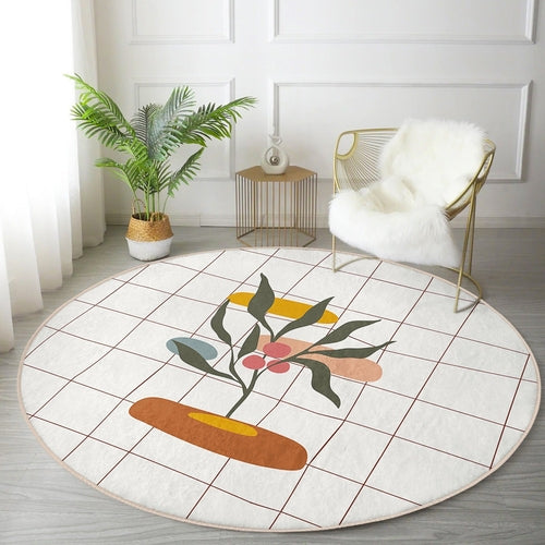 Abstract Round Rug, Living Room Area Rug, Minimalist Home Decor Floor