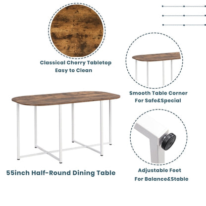 Modern 7-Piece Dining Table Set with Faux Marble Compact 55Inch