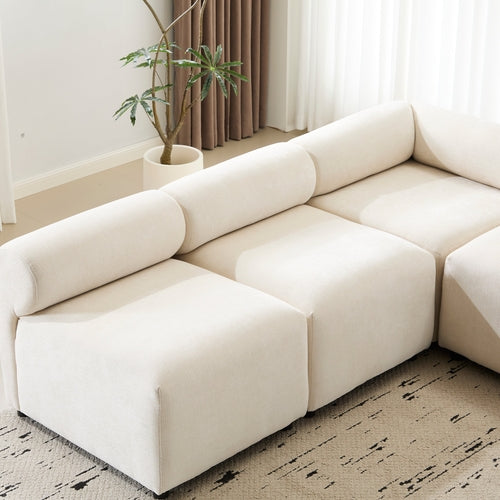 Modular Chenille Sectional Sofa – Modern Curved Upholstered Couch for