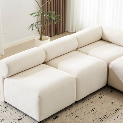 Modular Chenille Sectional Sofa – Modern Curved Upholstered Couch for