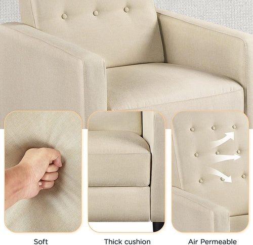 Fabric Recliner Chair Mid Century Modern With Durable Polyester