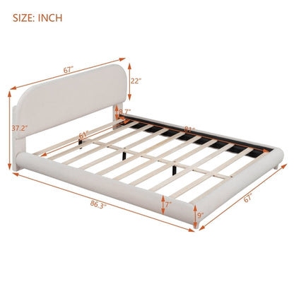 Teddy Fleece Upholstered Platform Bed with Thick Fabric, Solid Frame