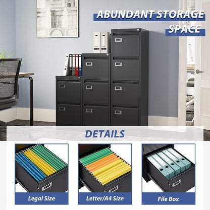 Locking 4 Drawer Vertical File Cabinet For Office Use