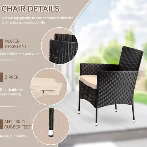 Outdoor Rattan 4 Piece Patio Furniture Conversation Set