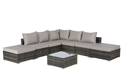 8 Piece Outdoor Patio Sectional Sofa Set – Wicker Conversation Set