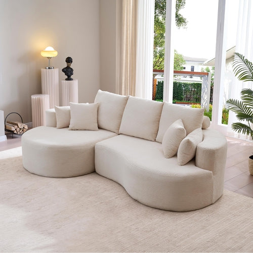 106" Curved Boucle Cloud Sectional Sofa with Chaise Lounge – 2-Piece