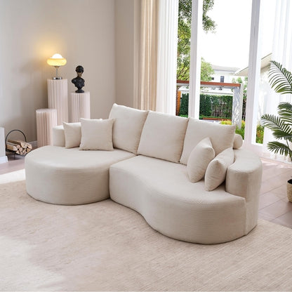 106" Curved Boucle Cloud Sectional Sofa with Chaise Lounge – 2-Piece