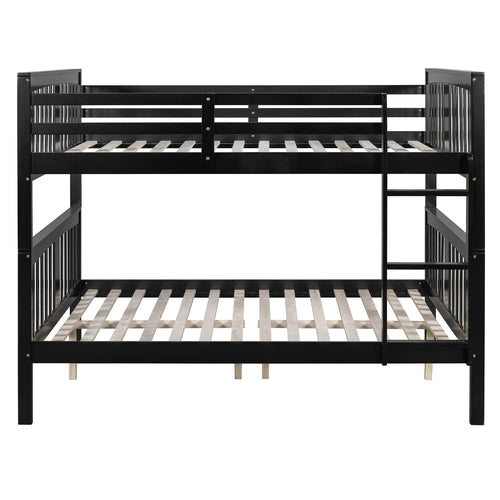 Full over Full Bunk Bed with Ladder for Bedroom, Guest Room Furniture