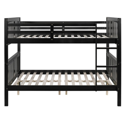 Full over Full Bunk Bed with Ladder for Bedroom, Guest Room Furniture