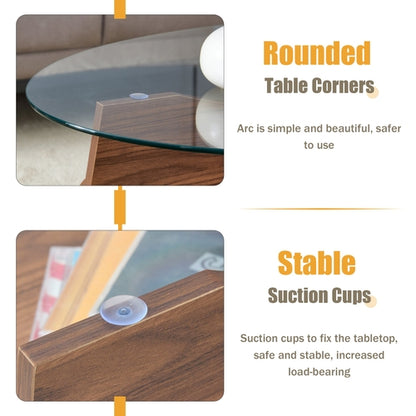 Oval Glass Coffee Table – 41.3" Modern Tempered Glass Table,