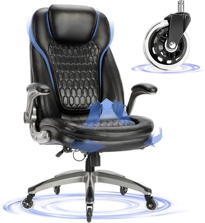 Ergonomic High Back Leather Office Chair For Home Use