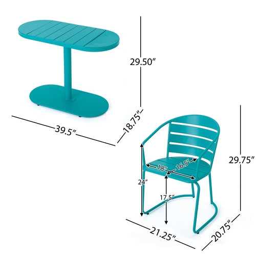 Santa Monica 3-Piece Outdoor Bistro Set – Modern Iron Patio Dining Set