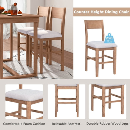 Farmhouse Counter Height 5-Piece Dining Table Set with 1 Rectangular