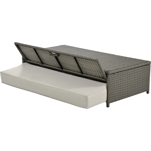 Outdoor Chaise Lounge Rattan White with Adjustable Design for Patio,