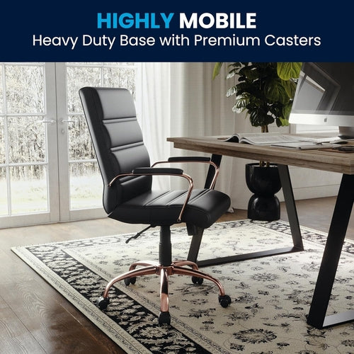 Whitney Mid Back LeatherSoft Desk Chair With Adjustable Height Black
