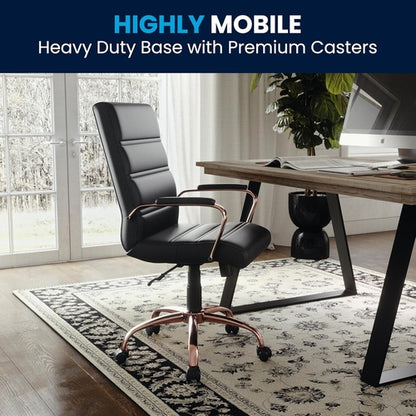 Whitney Mid Back LeatherSoft Desk Chair With Adjustable Height Black