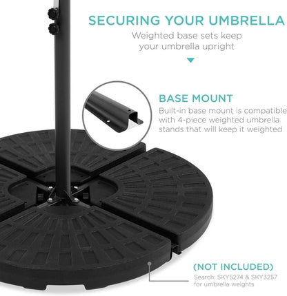10 Foot Solar LED Offset Patio Umbrella With Easy Tilt Adjustment In